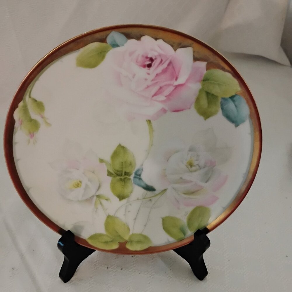 Bavarian China Hand Painted Roses Decorative Plate